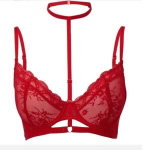 Killstar red lace bondage bra size large